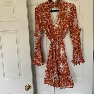 Orange dress with v cut out in front